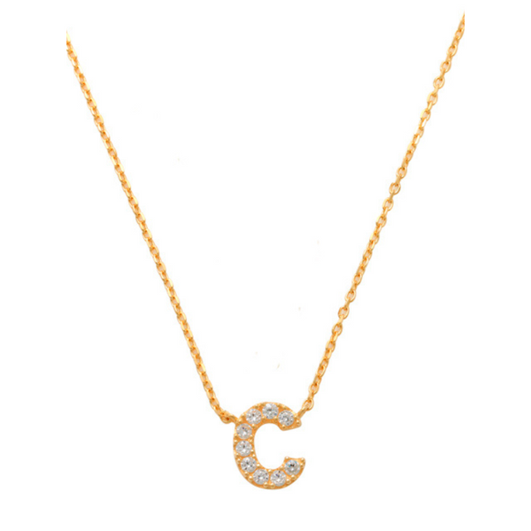 Pave C Initial Necklace 14K Gold A unique and timeless piece of jewelry that will be cherished for years to come! This stunning piece is perfect for adding a touch a personalization and style to any outfit.   Professionally designed with integrity, this necklace offers up an easy read for all to admire. Choose a letter, making it a truly special and unique piece of jewelry.