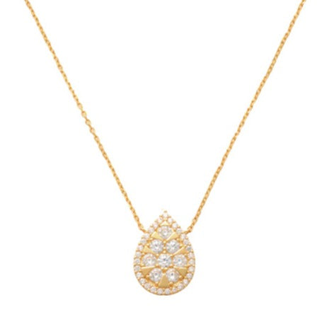 Cluster Pear Necklace 14K Gold A natural choice for everyday casual wear or a formal event. Classic and glimmering this cluster pear necklace is sure to get a wow factor. Slender and sparkling, this fabulous necklace is sure to make you look dressed for success. A revered present to yourself or to your loved ones.
