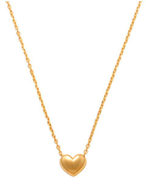 Puffed Heart Necklace 14K Gold Beautiful and elegant, this puffed heart necklace can show off your love that you give and take in. Bring a dazzle to your outfit. Petite for everyday wear! Sure to become a treasured piece, this heart necklace is perfect for any occasion. Whether for yourself or a loved one, it is sure to impress.