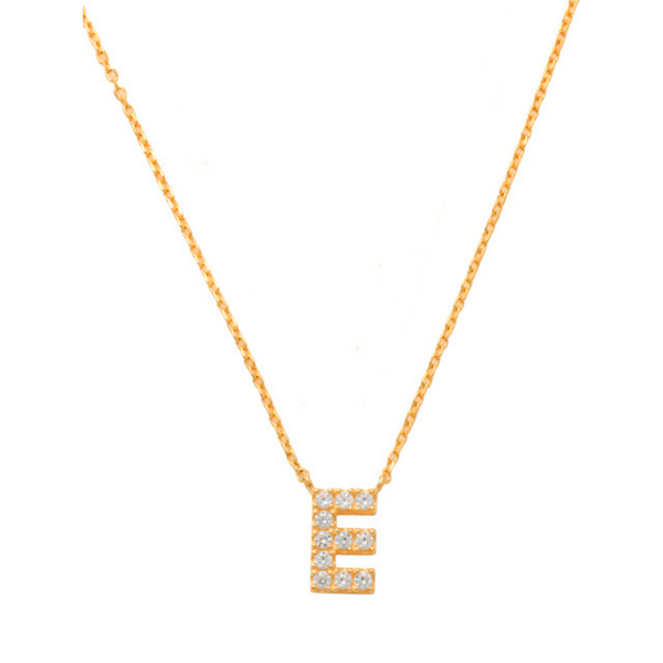 Pave E Initial Necklace 14K Gold A unique and timeless piece of jewelry that will be cherished for years to come! This stunning piece is perfect for adding a touch a personalization and style to any outfit.   Professionally designed with integrity, this necklace offers up an easy read for all to admire. Choose a letter, making it a truly special and unique piece of jewelry.