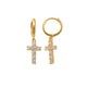 Pave Dangling Cross Hoop Earrings 14K Gold Sparkle in grace pave dangling cross hoop earrings, featuring a beautiful accessory and a statement of faith.  Enjoy unmatched style with these stunning cross earrings. Modern and meaningful, with a courteous profile and simple elegance. That completes your outfit and compliments your personality.