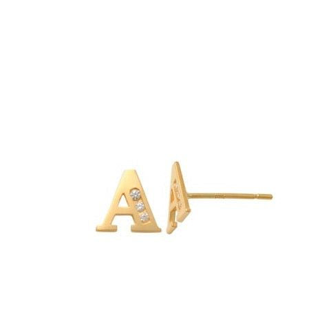 A Initial Earrings 14K Gold The perfect statement-maker for any occasion. Wear it stacked or by itself. Each detail of the letter is carefully perfected and formed for easy reading. Simple and charming they can dress up every outfit with personalized style. These earrings are designed to be worn alone or mixed with other earrings. Your everyday earring choose just got a whole lot easier.