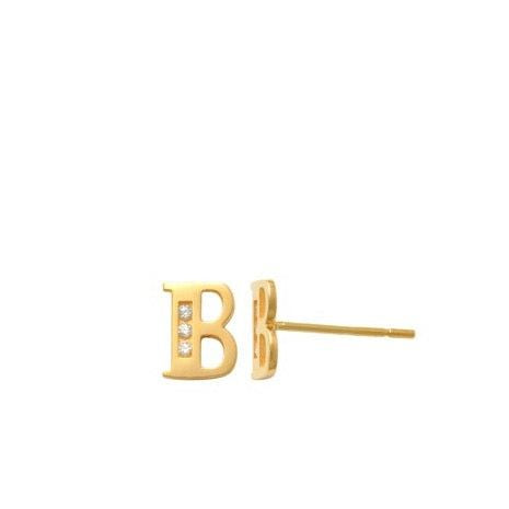 B Initial Earrings 14K Gold The perfect statement-maker for any occasion. Wear it stacked or by itself.   Each detail of the letter is carefully perfected and formed for easy reading. Simple and charming they can dress up every outfit with personalized style. These earrings are designed to be worn alone or mixed with other earrings. Your everyday earring choose just got a whole lot easier.