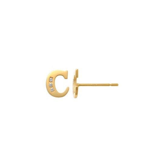 C Initial Earrings 14K Gold The perfect statement-maker for any occasion. Wear it stacked or by itself.   Each detail of the letter is carefully perfected and formed for easy reading. Simple and charming they can dress up every outfit with personalized style. These earrings are designed to be worn alone or mixed with other earrings. Your everyday earring choose just got a whole lot easier.