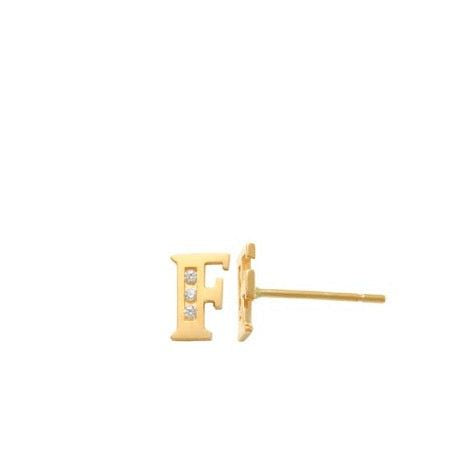 F Initial Earrings 14K Gold The perfect statement-maker for any occasion. Wear it stacked or by itself.   Each detail of the letter is carefully perfected and formed for easy reading. Simple and charming they can dress up every outfit with personalized style. These earrings are designed to be worn alone or mixed with other earrings. Your everyday earring choose just got a whole lot easier.