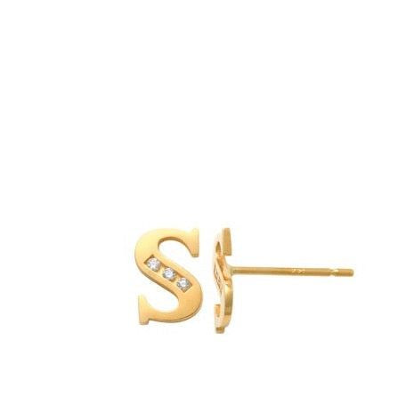 S Initial Earrings 14K Gold The perfect statement-maker for any occasion. Wear it stacked or by itself.   Each detail of the letter is carefully perfected and formed for easy reading. Simple and charming they can dress up every outfit with personalized style. These earrings are designed to be worn alone or mixed with other earrings. Your everyday earring choose just got a whole lot easier.