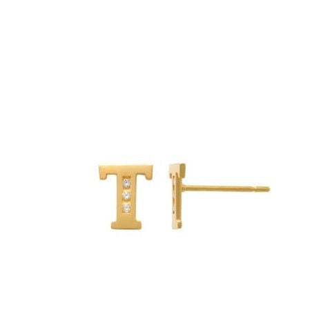 T Initial Earrings 14K Gold The perfect statement-maker for any occasion. Wear it stacked or by itself.   Each detail of the letter is carefully perfected and formed for easy reading. Simple and charming they can dress up every outfit with personalized style. These earrings are designed to be worn alone or mixed with other earrings. Your everyday earring choose just got a whole lot easier.