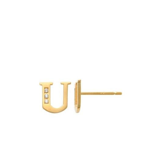 U Initial Earrings 14K Gold The perfect statement-maker for any occasion. Wear it stacked or by itself.   Each detail of the letter is carefully perfected and formed for easy reading. Simple and charming they can dress up every outfit with personalized style. These earrings are designed to be worn alone or mixed with other earrings. Your everyday earring choose just got a whole lot easier.
