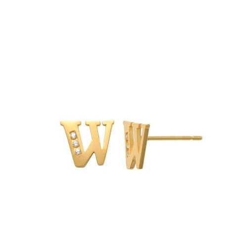 W Initial Earrings 14K Gold The perfect statement-maker for any occasion. Wear it stacked or by itself.   Each detail of the letter is carefully perfected and formed for easy reading. Simple and charming they can dress up every outfit with personalized style. These earrings are designed to be worn alone or mixed with other earrings. Your everyday earring choose just got a whole lot easier.