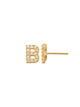 Pave B Initial Earrings 14K Gold The perfect statement-maker for any occasion. Wear it stacked or by itself.   Each detail of the letter is carefully perfected and formed for easy reading. Simple and charming they can dress up every outfit with personalized style. These earrings are designed to be worn alone or mixed with other earrings. Your everyday earring choose just got a whole lot easier.