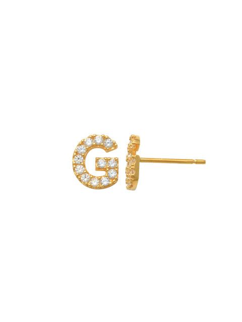 Pave G Initial Earrings 14K Gold The perfect statement-maker for any occasion. Wear it stacked or by itself.   Each detail of the letter is carefully perfected and formed for easy reading. Simple and charming they can dress up every outfit with personalized style. These earrings are designed to be worn alone or mixed with other earrings. Your everyday earring choose just got a whole lot easier.