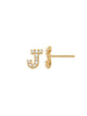 Pave J Initial Earrings 14K Gold The perfect statement-maker for any occasion. Wear it stacked or by itself.   Each detail of the letter is carefully perfected and formed for easy reading. Simple and charming they can dress up every outfit with personalized style. These earrings are designed to be worn alone or mixed with other earrings. Your everyday earring choose just got a whole lot easier.