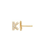 Pave K Initial Earrings 14K Gold The perfect statement-maker for any occasion. Wear it stacked or by itself.   Each detail of the letter is carefully perfected and formed for easy reading. Simple and charming they can dress up every outfit with personalized style. These earrings are designed to be worn alone or mixed with other earrings. Your everyday earring choose just got a whole lot easier.