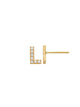 Pave L Initial Earrings 14K Gold The perfect statement-maker for any occasion. Wear it stacked or by itself.   Each detail of the letter is carefully perfected and formed for easy reading. Simple and charming they can dress up every outfit with personalized style. These earrings are designed to be worn alone or mixed with other earrings. Your everyday earring choose just got a whole lot easier.