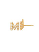 Pave M Initial Earrings 14K Gold The perfect statement-maker for any occasion. Wear it stacked or by itself.   Each detail of the letter is carefully perfected and formed for easy reading. Simple and charming they can dress up every outfit with personalized style. These earrings are designed to be worn alone or mixed with other earrings. Your everyday earring choose just got a whole lot easier.