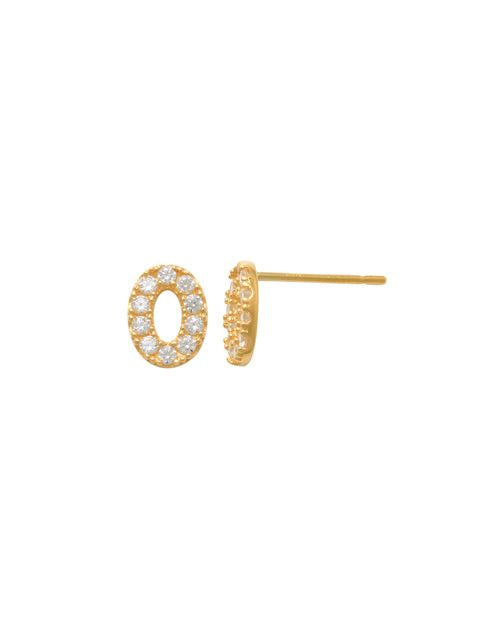 Pave O Initial Earrings 14K Gold The perfect statement-maker for any occasion. Wear it stacked or by itself.   Each detail of the letter is carefully perfected and formed for easy reading. Simple and charming they can dress up every outfit with personalized style. These earrings are designed to be worn alone or mixed with other earrings. Your everyday earring choose just got a whole lot easier.