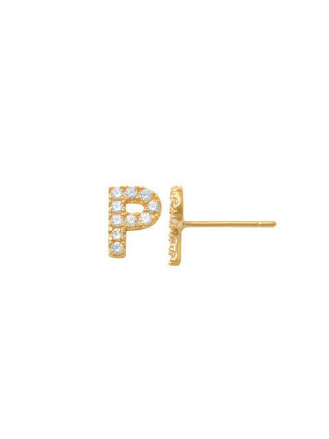 Pave  P Initial Earrings 14K Gold The perfect statement-maker for any occasion. Wear it stacked or by itself.   Each detail of the letter is carefully perfected and formed for easy reading. Simple and charming they can dress up every outfit with personalized style. These earrings are designed to be worn alone or mixed with other earrings. Your everyday earring choose just got a whole lot easier.