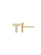 Pave T Initial Earrings 14K Gold The perfect statement-maker for any occasion. Wear it stacked or by itself.   Each detail of the letter is carefully perfected and formed for easy reading. Simple and charming they can dress up every outfit with personalized style. These earrings are designed to be worn alone or mixed with other earrings. Your everyday earring choose just got a whole lot easier.
