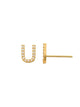 Pave U Initial Earrings 14K Gold The perfect statement-maker for any occasion. Wear it stacked or by itself.   Each detail of the letter is carefully perfected and formed for easy reading. Simple and charming they can dress up every outfit with personalized style. These earrings are designed to be worn alone or mixed with other earrings. Your everyday earring choose just got a whole lot easier.