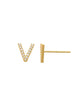 Pave V Initial Earrings 14K Gold The perfect statement-maker for any occasion. Wear it stacked or by itself.   Each detail of the letter is carefully perfected and formed for easy reading. Simple and charming they can dress up every outfit with personalized style. These earrings are designed to be worn alone or mixed with other earrings. Your everyday earring choose just got a whole lot easier.