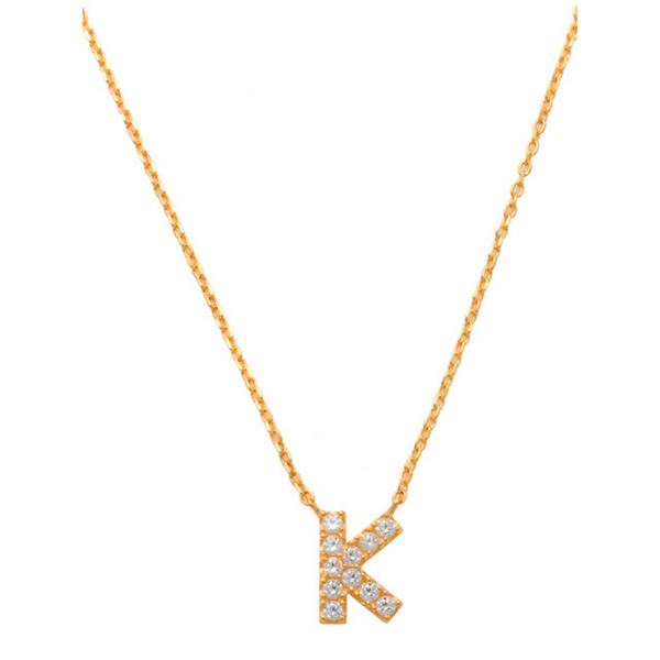 Pave K Initial Necklace 14K Gold A unique and timeless piece of jewelry that will be cherished for years to come! This stunning piece is perfect for adding a touch a personalization and style to any outfit.   Professionally designed with integrity, this necklace offers up an easy read for all to admire. Choose a letter, making it a truly special and unique piece of jewelry.