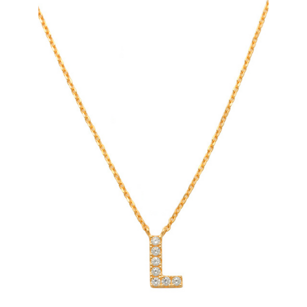 Pave L Initial Necklace 14K Gold A unique and timeless piece of jewelry that will be cherished for years to come! This stunning piece is perfect for adding a touch a personalization and style to any outfit.   Professionally designed with integrity, this necklace offers up an easy read for all to admire. Choose a letter, making it a truly special and unique piece of jewelry.