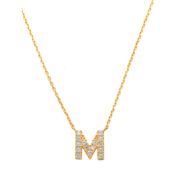 Pave M Initial Necklace 14K Gold A unique and timeless piece of jewelry that will be cherished for years to come! This stunning piece is perfect for adding a touch a personalization and style to any outfit.   Professionally designed with integrity, this necklace offers up an easy read for all to admire. Choose a letter, making it a truly special and unique piece of jewelry.