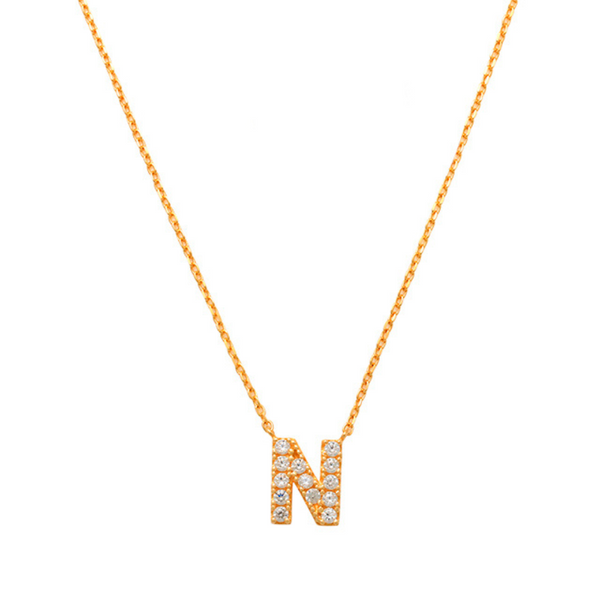 Pave N Initial Necklace 14K Gold A unique and timeless piece of jewelry that will be cherished for years to come! This stunning piece is perfect for adding a touch a personalization and style to any outfit.   Professionally designed with integrity, this necklace offers up an easy read for all to admire. Choose a letter, making it a truly special and unique piece of jewelry.