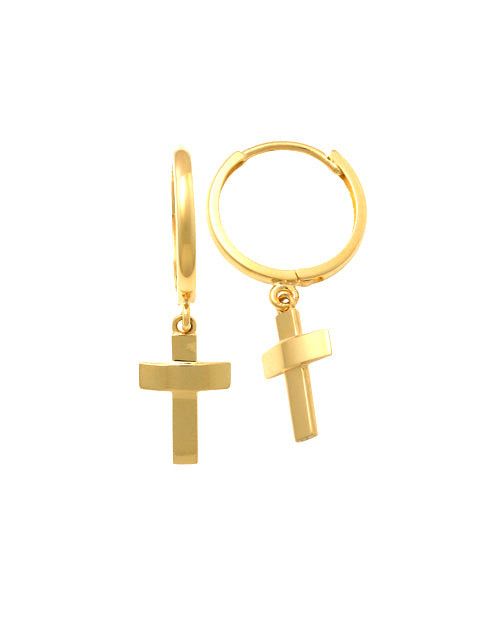 Dangling Cross Hoop Earrings 14K Gold Sparkle in grace dangling cross hoop earrings, featuring a beautiful accessory and a statement of faith. Enjoy unmatched style with these stunning cross earrings. Modern and meaningful, with a courteous profile and simple elegance. That completes your outfit and compliments your personality.