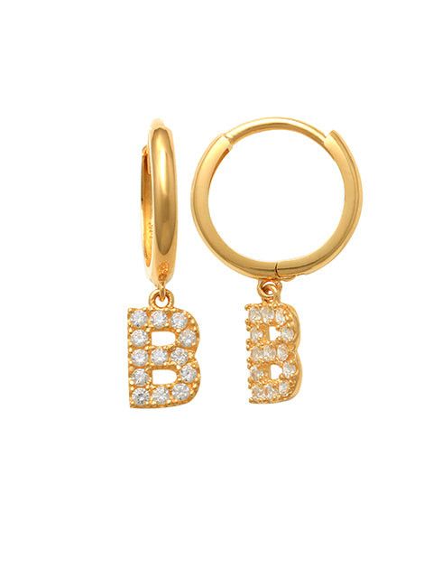 Dangling B Initial Huggie Earrings 14K Gold The perfect statement-maker for any occasion. Wear it stacked or by itself.   Each detail of the letter is carefully perfected and formed for easy reading. Simple and charming they can dress up every outfit with personalized style. These earrings are designed to be worn alone or mixed with other earrings. Your everyday earring choose just got a whole lot easier.