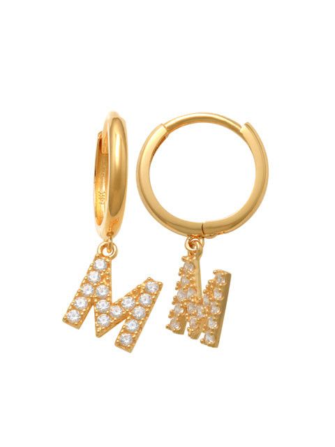 Dangling M Initial Huggie Earrings 14K Gold The perfect statement-maker for any occasion. Wear it stacked or by itself.   Each detail of the letter is carefully perfected and formed for easy reading. Simple and charming they can dress up every outfit with personalized style. These earrings are designed to be worn alone or mixed with other earrings. Your everyday earring choose just got a whole lot easier.