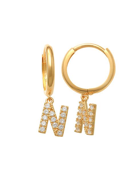 Dangling N Initial Huggie Earrings 14K Gold The perfect statement-maker for any occasion. Wear it stacked or by itself.   Each detail of the letter is carefully perfected and formed for easy reading. Simple and charming they can dress up every outfit with personalized style. These earrings are designed to be worn alone or mixed with other earrings. Your everyday earring choose just got a whole lot easier.