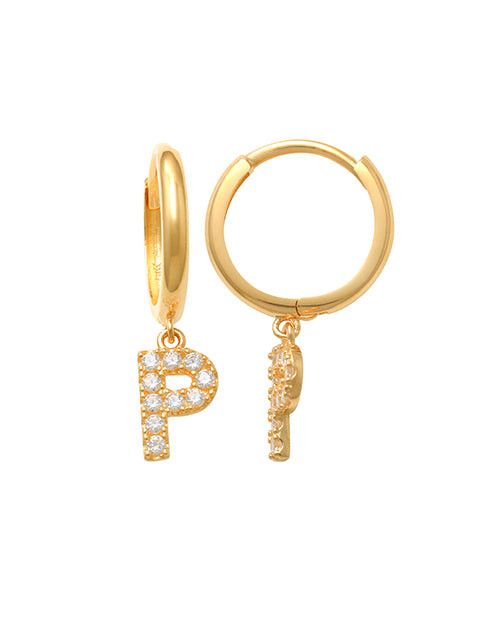 Dangling P Initial Huggie Earrings 14K Gold The perfect statement-maker for any occasion. Wear it stacked or by itself.   Each detail of the letter is carefully perfected and formed for easy reading. Simple and charming they can dress up every outfit with personalized style. These earrings are designed to be worn alone or mixed with other earrings. Your everyday earring choose just got a whole lot easier.