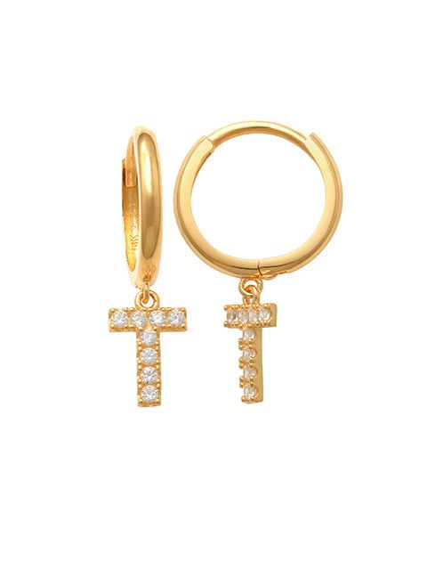 Dangling T Initial Huggie Earrings 14K Gold The perfect statement-maker for any occasion. Wear it stacked or by itself.   Each detail of the letter is carefully perfected and formed for easy reading. Simple and charming they can dress up every outfit with personalized style. These earrings are designed to be worn alone or mixed with other earrings. Your everyday earring choose just got a whole lot easier.