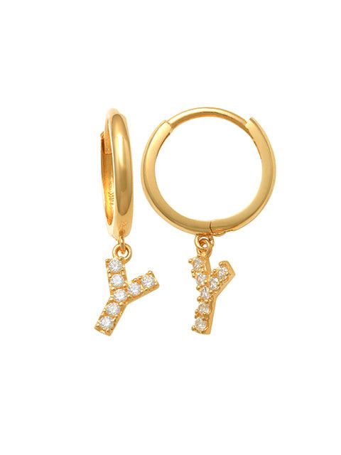 Dangling Y Initial Huggie Earrings 14K Gold The perfect statement-maker for any occasion. Wear it stacked or by itself.   Each detail of the letter is carefully perfected and formed for easy reading. Simple and charming they can dress up every outfit with personalized style. These earrings are designed to be worn alone or mixed with other earrings. Your everyday earring choose just got a whole lot easier.