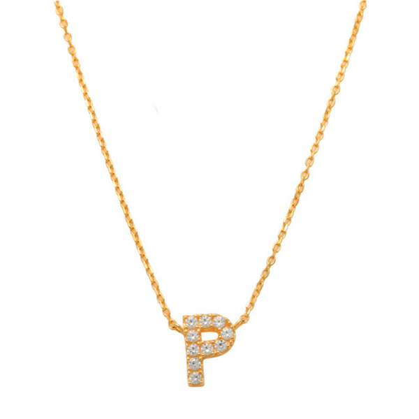 Pave P Initial Necklace 14K Gold A unique and timeless piece of jewelry that will be cherished for years to come! This stunning piece is perfect for adding a touch a personalization and style to any outfit.   Professionally designed with integrity, this necklace offers up an easy read for all to admire. Choose a letter, making it a truly special and unique piece of jewelry.