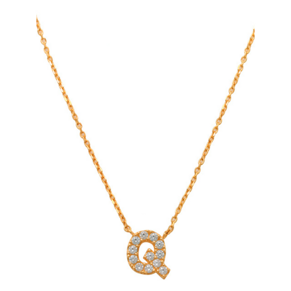 Pave Q Initial Necklace 14K Gold A unique and timeless piece of jewelry that will be cherished for years to come! This stunning piece is perfect for adding a touch a personalization and style to any outfit.   Professionally designed with integrity, this necklace offers up an easy read for all to admire. Choose a letter, making it a truly special and unique piece of jewelry.