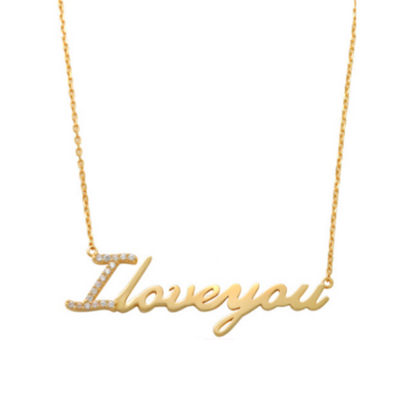 I Love You 14K Gold Necklace A lovely way to show someone close you your heart how much you mean to them. Celebrate your beloved with this I Love You 14K Gold Necklace. This dainty necklace is sure to be the sweet gift to show your love.