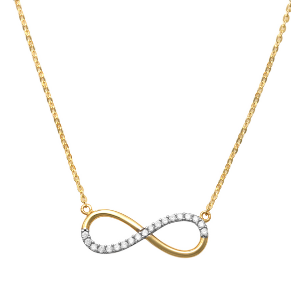 Infinity Loop Necklace 14K Gold A symbol of eternal love, our Infinity Loop Necklace is a timeless piece of designer fine jewelry with an elegant design. Add something truly unique to your style gracefully wear a beautiful necklace, embrace the everlasting love.