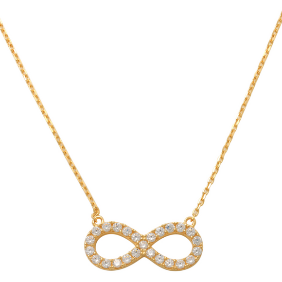 Pave Infinity Necklace 14K Gold A symbol of eternal love, our Pave Infinity Necklace is a timeless piece of designer fine jewelry with an elegant design. Add something truly unique to your style gracefully wear a beautiful necklace, embrace the everlasting love.