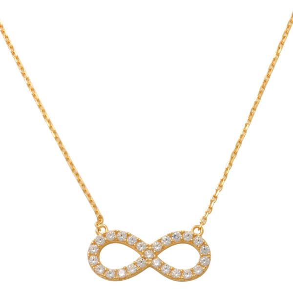 Pave Infinity Necklace 14K Gold A symbol of eternal love, our Pave Infinity Necklace is a timeless piece of designer fine jewelry with an elegant design.   Add something truly unique to your style gracefully wear a beautiful necklace, embrace the everlasting love.