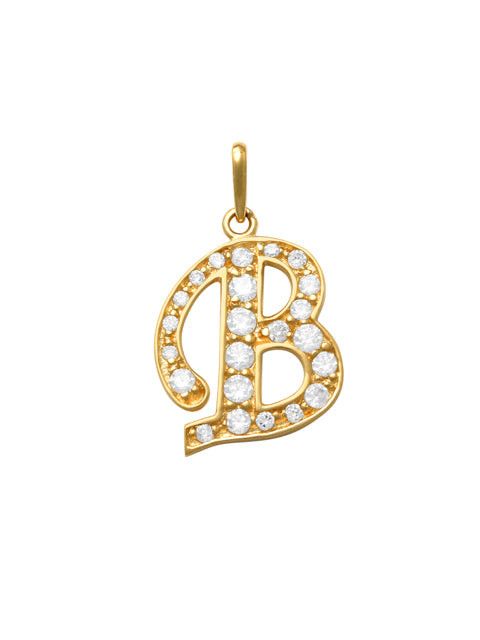 Pave Script B Initial 14K Gold Charm A unique and timeless piece of jewelry that will be cherished for years to come! This stunning piece is perfect for adding a touch a personalization and style to any outfit. Professionally designed with integrity, this charm offers up an easy read for all to admire. Choose a letter, making it a truly special and unique pice of jewelry.