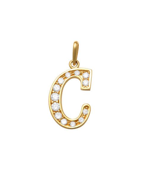 Pave Script C Initial 14K Gold Charm A unique and timeless piece of jewelry that will be cherished for years to come! This stunning piece is perfect for adding a touch a personalization and style to any outfit.   Professionally designed with integrity, this charm offers up an easy read for all to admire. Choose a letter, making it a truly special and unique pice of jewelry.