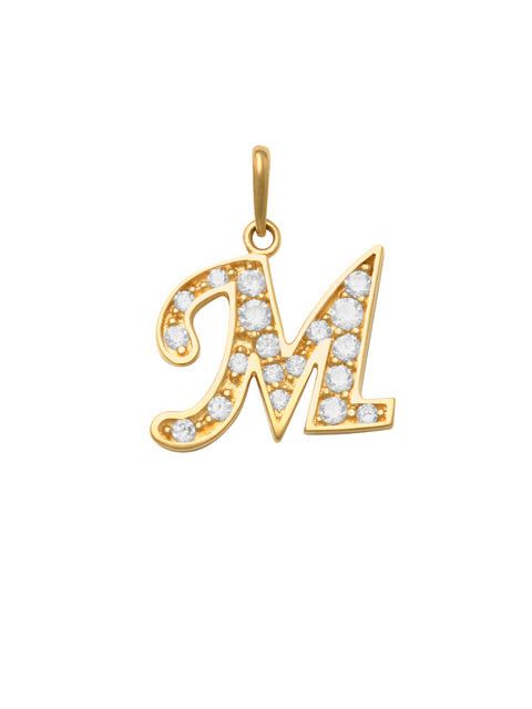 Pave Script M Initial 14K Gold Charm A unique and timeless piece of jewelry that will be cherished for years to come! This stunning piece is perfect for adding a touch a personalization and style to any outfit.   Professionally designed with integrity, this charm offers up an easy read for all to admire. Choose a letter, making it a truly special and unique pice of jewelry.