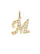 Pave Script M Initial 14K Gold Charm A unique and timeless piece of jewelry that will be cherished for years to come! This stunning piece is perfect for adding a touch a personalization and style to any outfit.   Professionally designed with integrity, this charm offers up an easy read for all to admire. Choose a letter, making it a truly special and unique pice of jewelry.