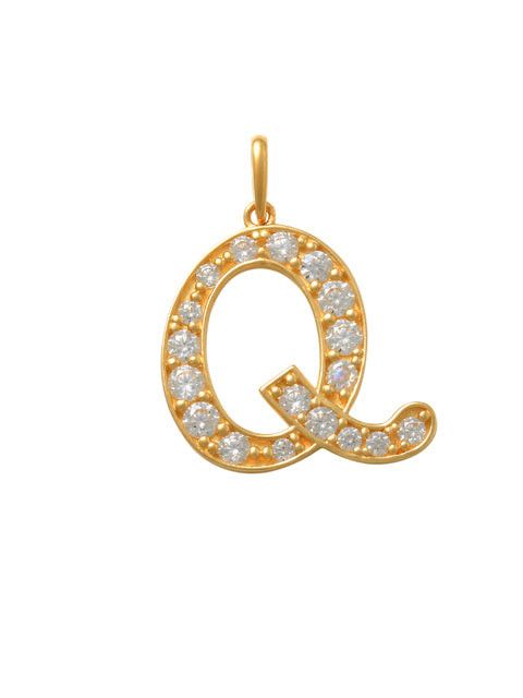 Pave Script Q Initial 14K Gold Charm A unique and timeless piece of jewelry that will be cherished for years to come! This stunning piece is perfect for adding a touch a personalization and style to any outfit.   Professionally designed with integrity, this charm offers up an easy read for all to admire. Choose a letter, making it a truly special and unique pice of jewelry.