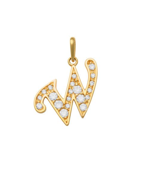 Pave Script W Initial 14K Gold Charm A unique and timeless piece of jewelry that will be cherished for years to come! This stunning piece is perfect for adding a touch a personalization and style to any outfit.   Professionally designed with integrity, this charm offers up an easy read for all to admire. Choose a letter, making it a truly special and unique pice of jewelry.