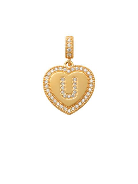 Heart Initial U Charm 14K Gold A unique and timeless piece of jewelry that will be cherished for years to come! This stunning piece is perfect for adding a touch a personalization and style to any outfit.   Professionally designed with integrity, this charm offers up an easy read for all to admire. Choose a letter, making it a truly special and unique piece of jewelry.