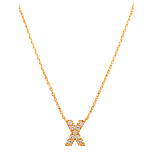 Pave X Initial Necklace 14K Gold A unique and timeless piece of jewelry that will be cherished for years to come! This stunning piece is perfect for adding a touch a personalization and style to any outfit.   Professionally designed with integrity, this necklace offers up an easy read for all to admire. Choose a letter, making it a truly special and unique piece of jewelry.