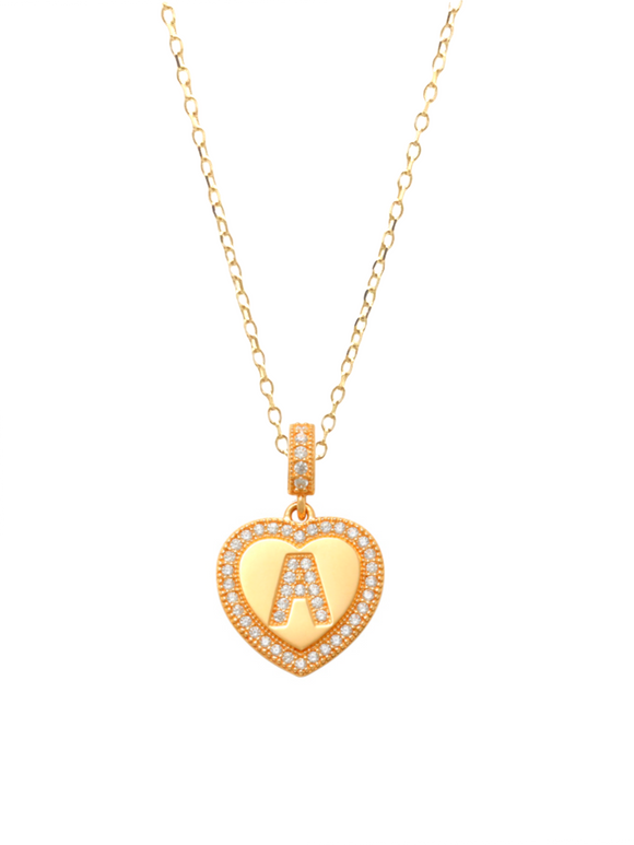 Heart Initial A Necklace 14K Gold A unique and timeless piece of jewelry that will be cherished for years to come! This stunning piece is perfect for adding a touch a personalization and style to any outfit. Professionally designed with integrity, this necklace offers up an easy read for all to admire. Choose a letter, making it a truly special and unique piece of jewelry.